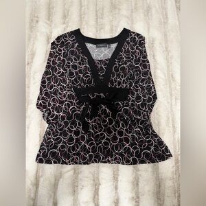 Chico's Black and Pink Patterned Blouse